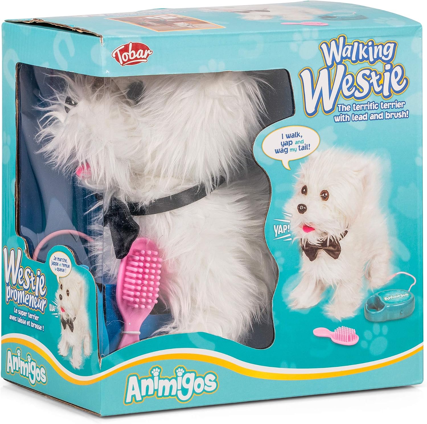 Animigos Walking Westie Plueschhund 22 cm laufend und bellend mit Leine