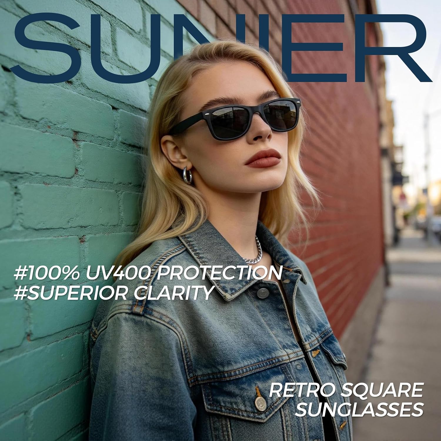 Sunier Sonnenbrille polarisiert Herren Damen Retro Vintage UV400 Kategorie 3 CE