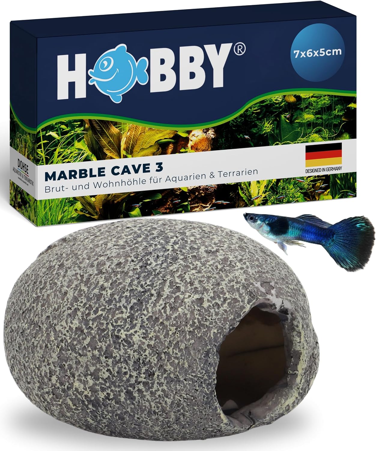 Hobby Marble Cave 3 Aquariumhöhle 7x6x5 cm Versteck Deko für Garnelen Welse