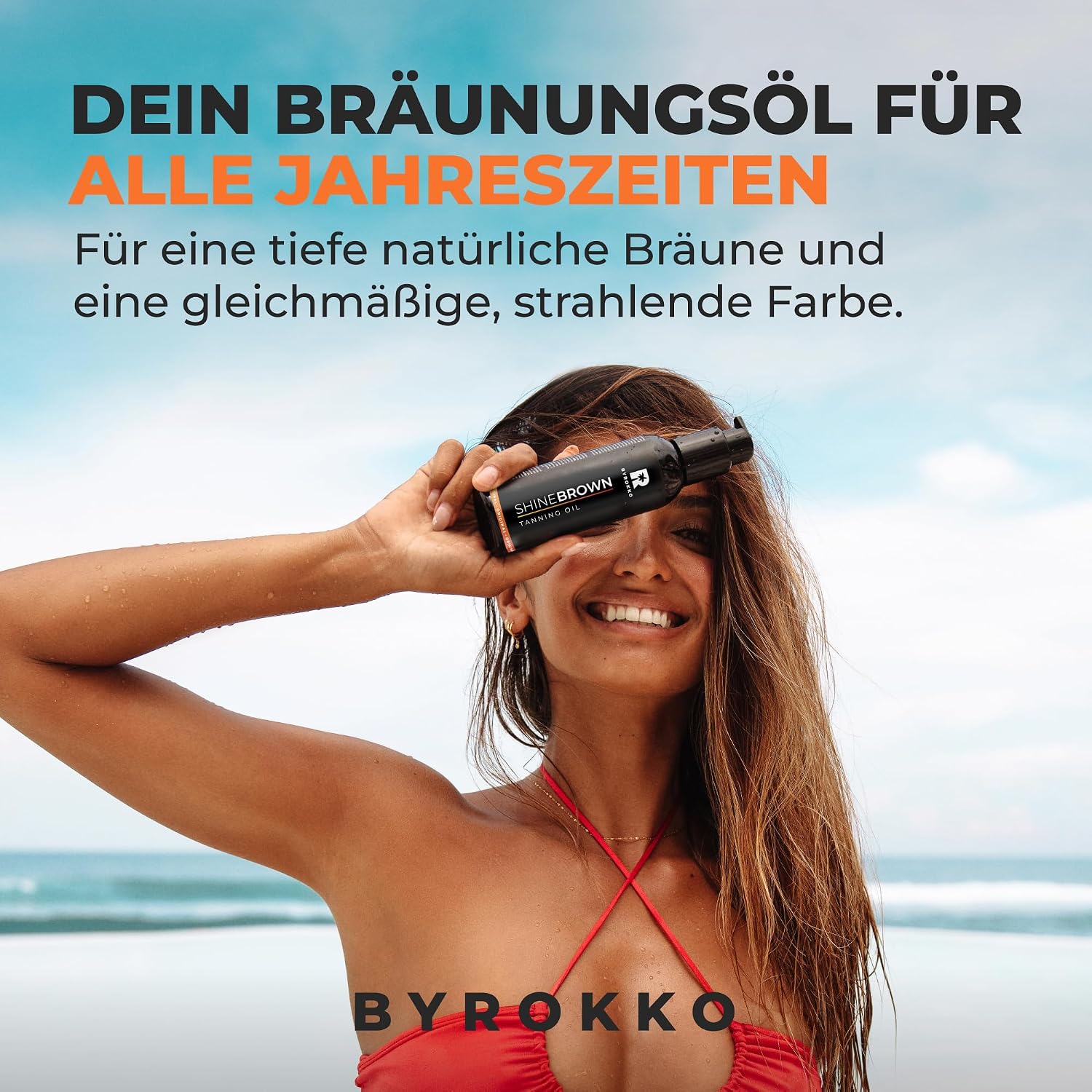 BYROKKO Shine Brown Braeunungsoel 150 ml fuer Sonne & Solarium mit Kokos Walnuss Ha