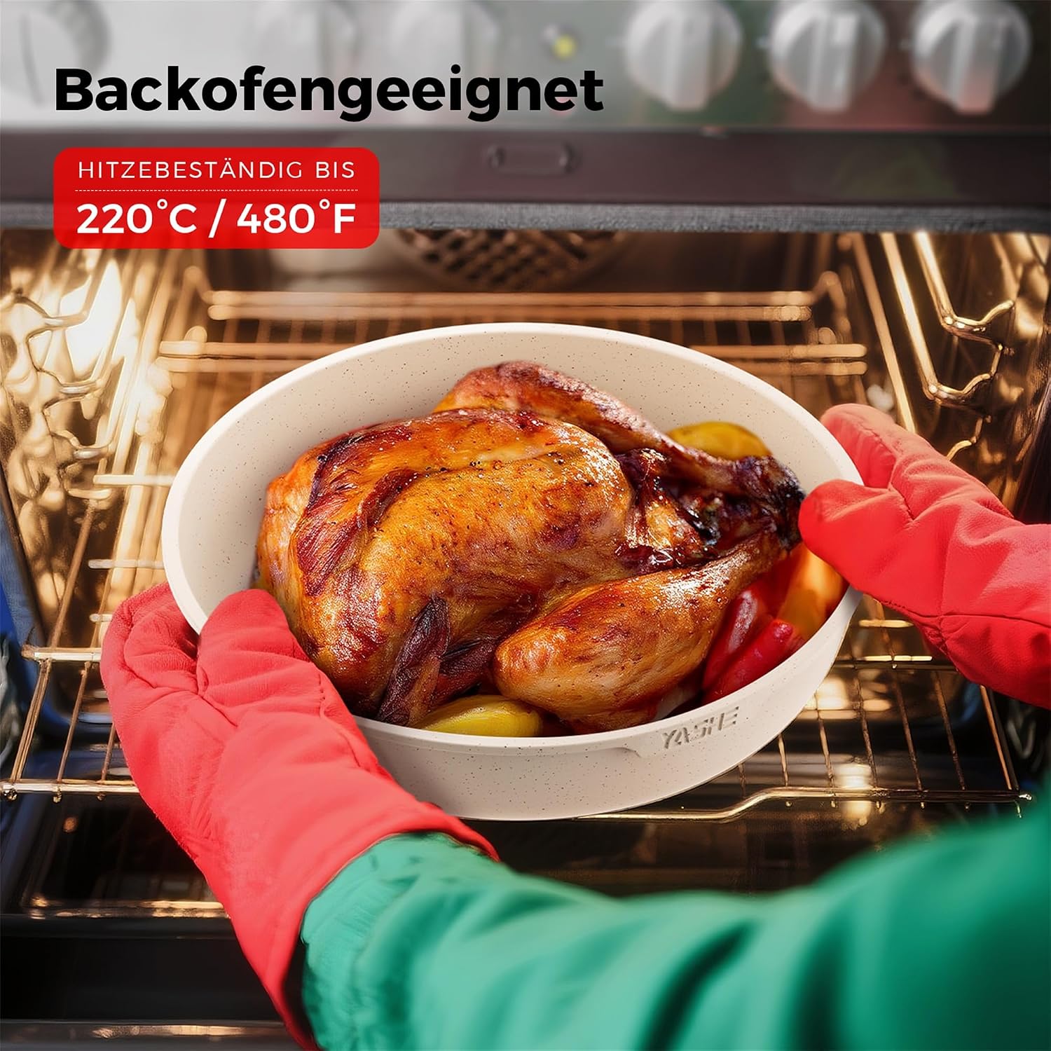 YASHE Topf- und Pfannenset 20-teilig mit abnehmbaren Griffen Induktion Grau