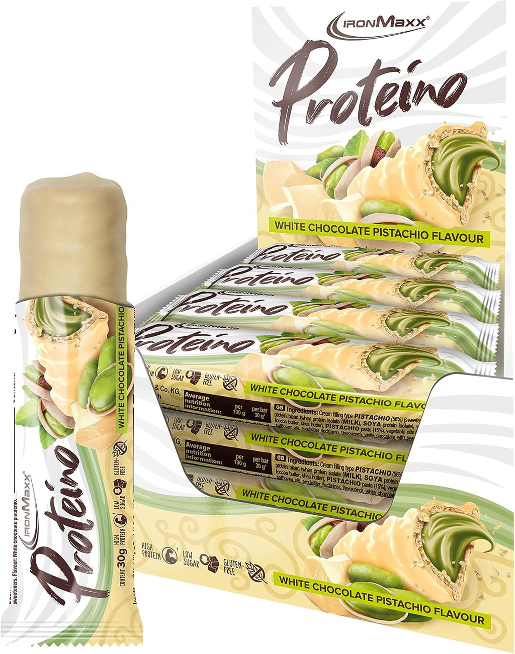 Proteino Protein Riegel White Chocolate Pistachio Protein verschieden