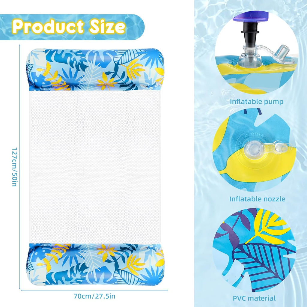 Zikenis 2er Set Aufblasbare Wasserhaengematte mit Netz und Pumpe
