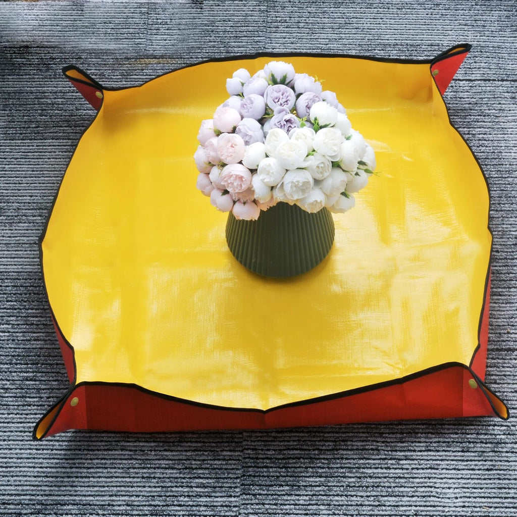 Umtopfmatte 100×100 cm Schwarz faltbar PE mit Kupferhaken
