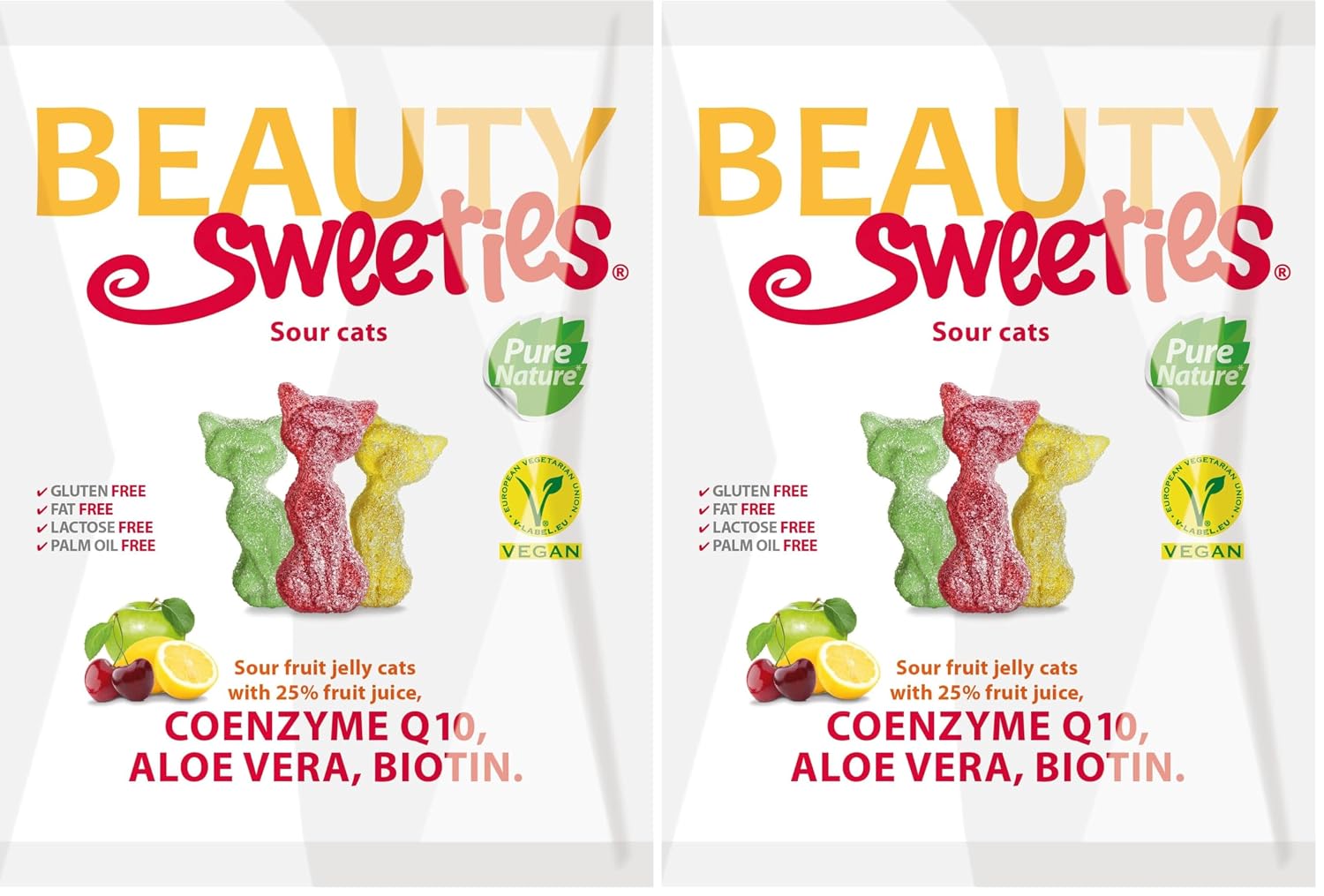 BeautySweeties Saure Katzen 125 g Fruchtgummi vegan mit 25% Fruchtsaft