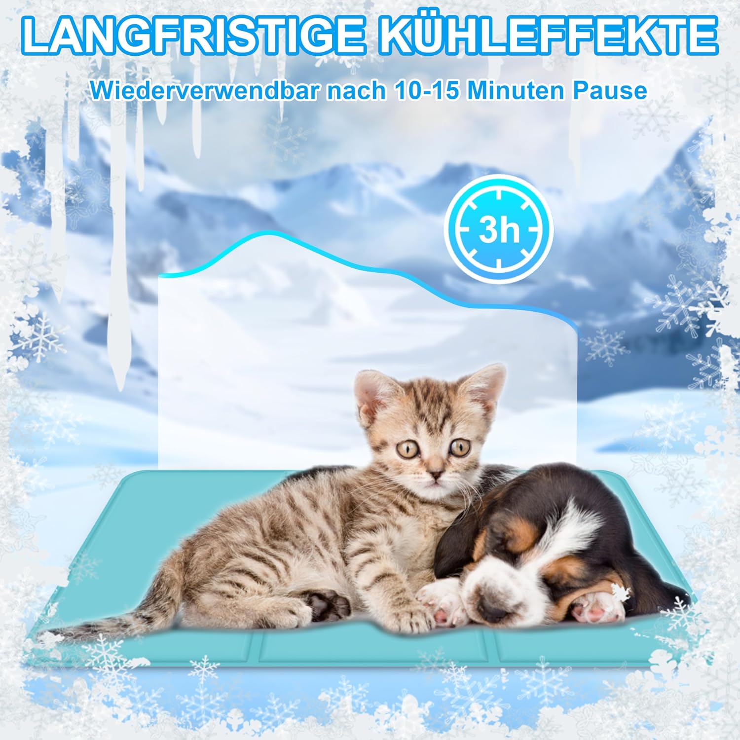 IEEILULU Kuehlmatte Hund M 50x90 cm mit ungiftigem Gel Kuehldecke Sommer