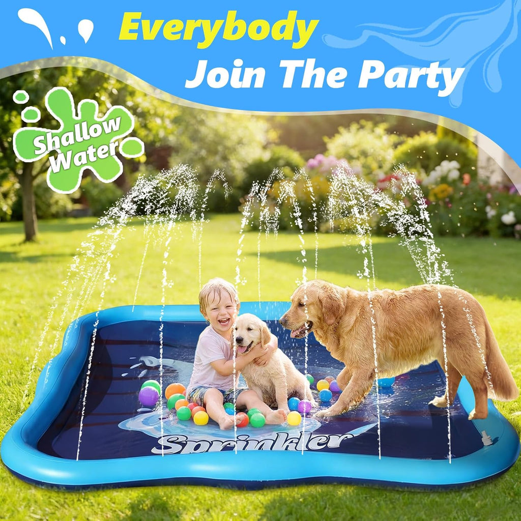 Luxfero Spritzmatte 210 cm Elefant Wasser-Spielmatte mit verstellbarer Duese