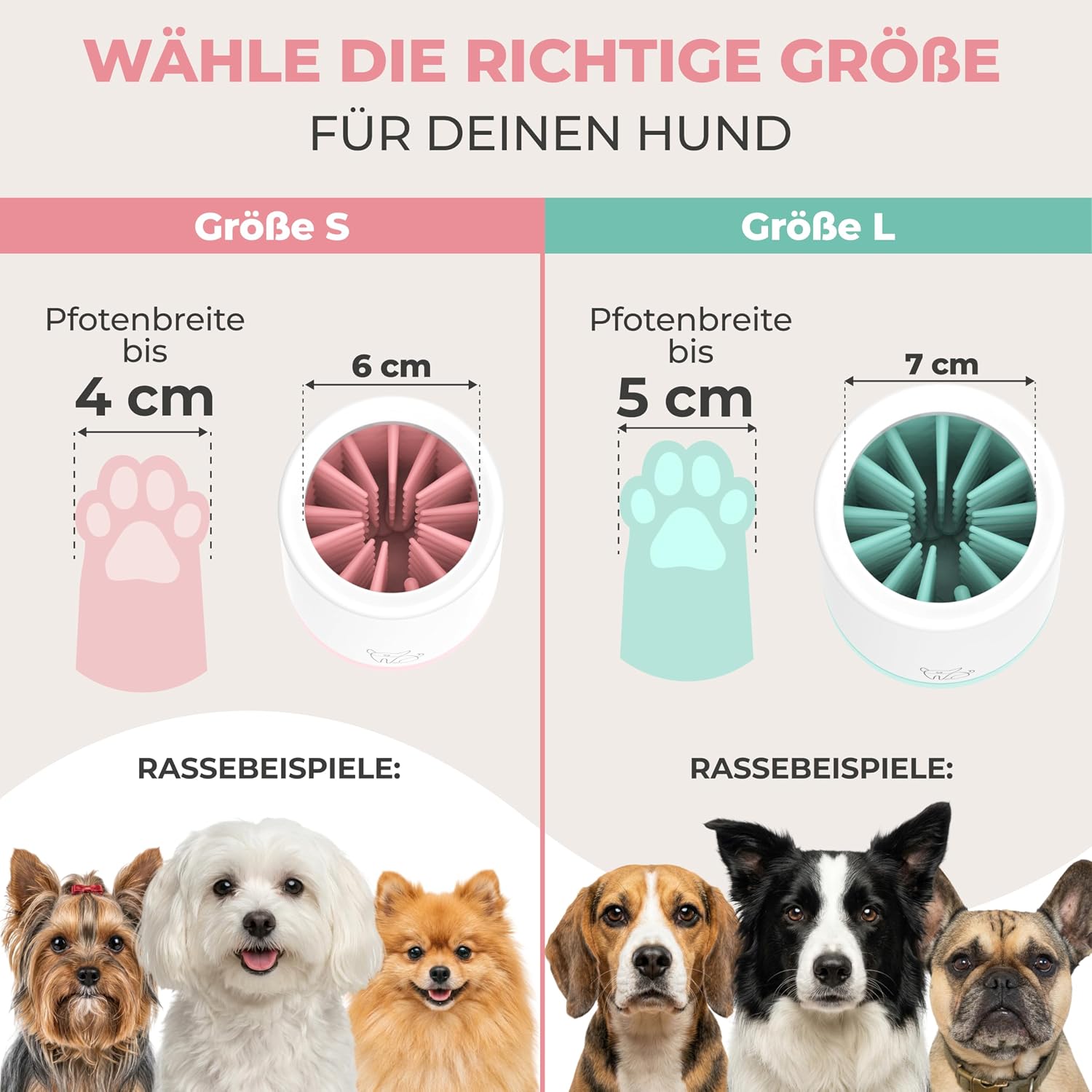 MAGGIE & COOPER Pfotenreiniger Groesse L mit weichen Buersten und Mikrofasertuch
