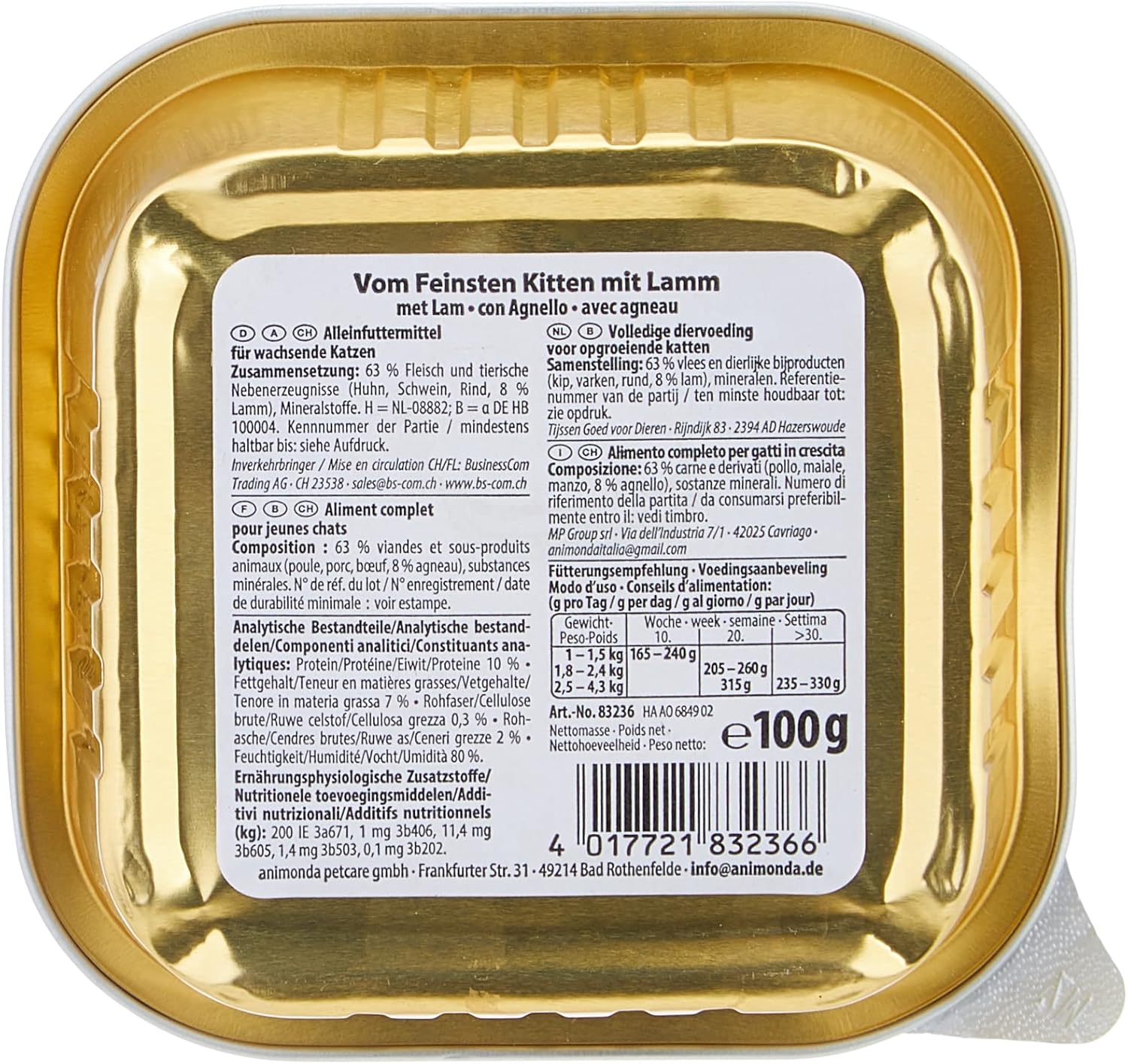 animonda Vom Feinsten Kitten Paté, Nassfutter fuer Kaetzchen, verschiedene So