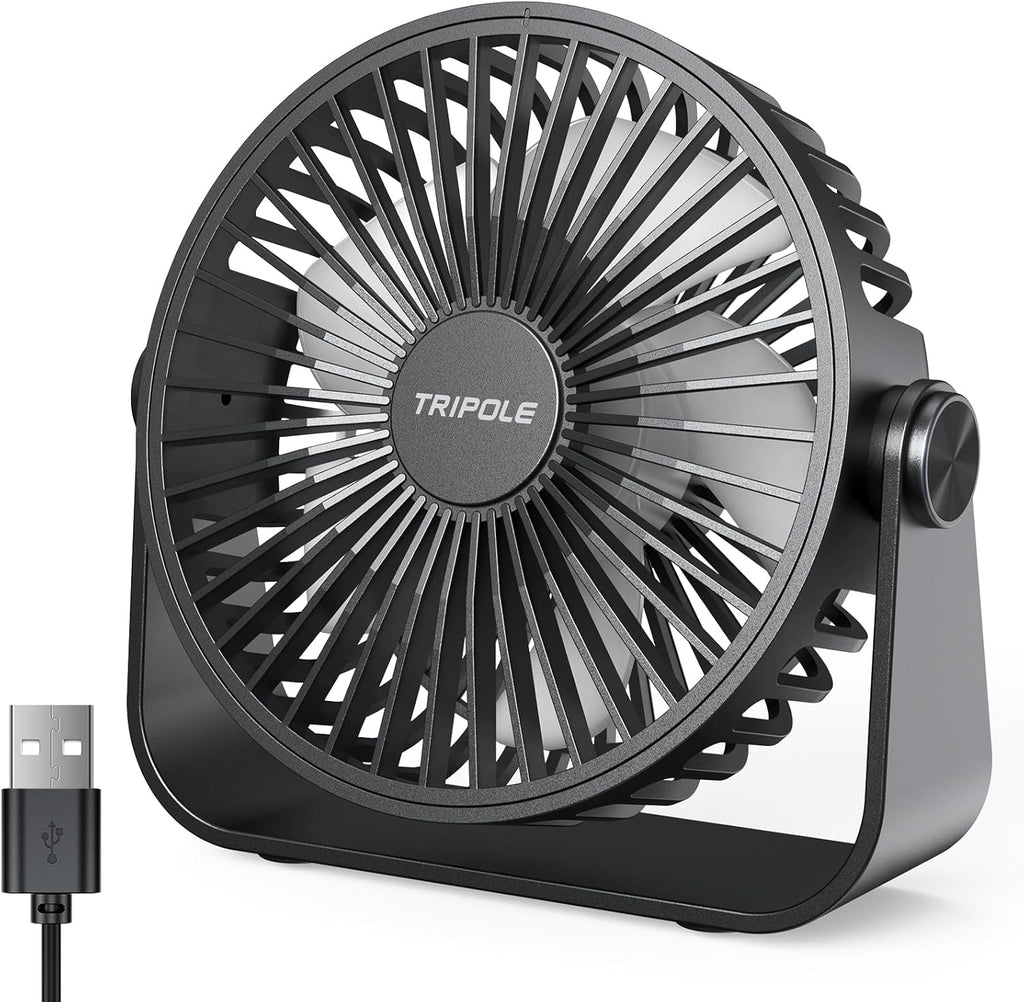 TriPole USB Tischventilator 11,4 cm 3 Stufen 360° verstellbar 1,5 m Kabel