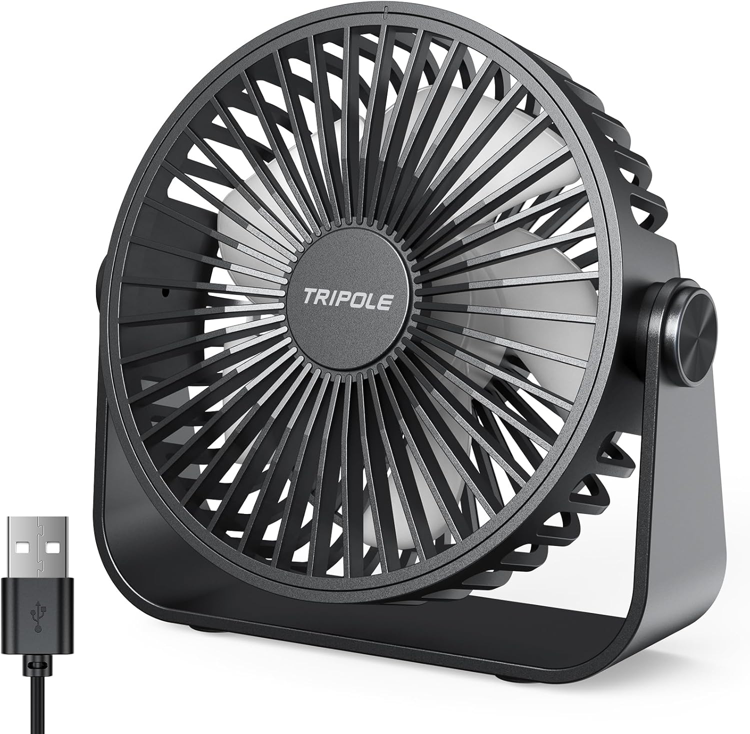 TriPole USB Tischventilator 11,4 cm 3 Stufen 360° verstellbar 1,5 m Kabel