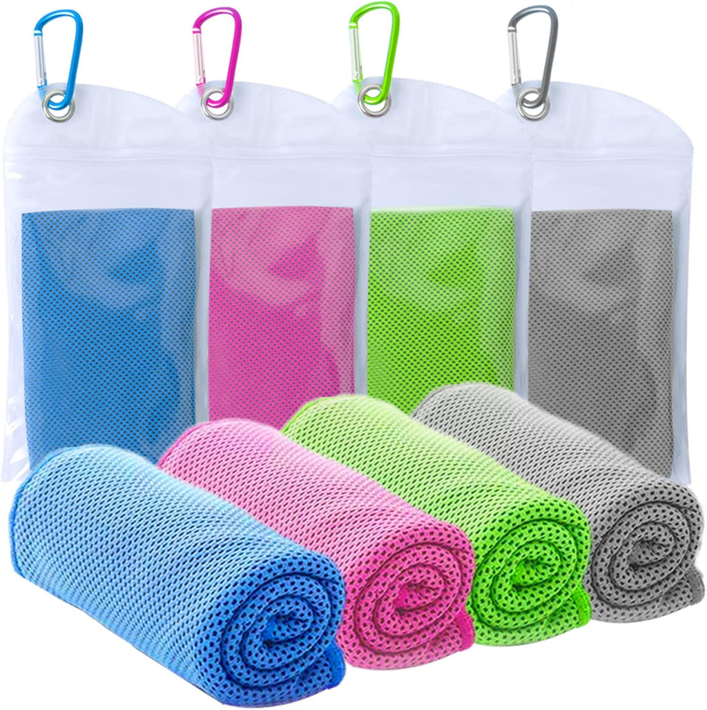 Kuehlendes Sporthandtuch 4er Set 40" x 12" Mikrofaser leicht atmungsaktiv