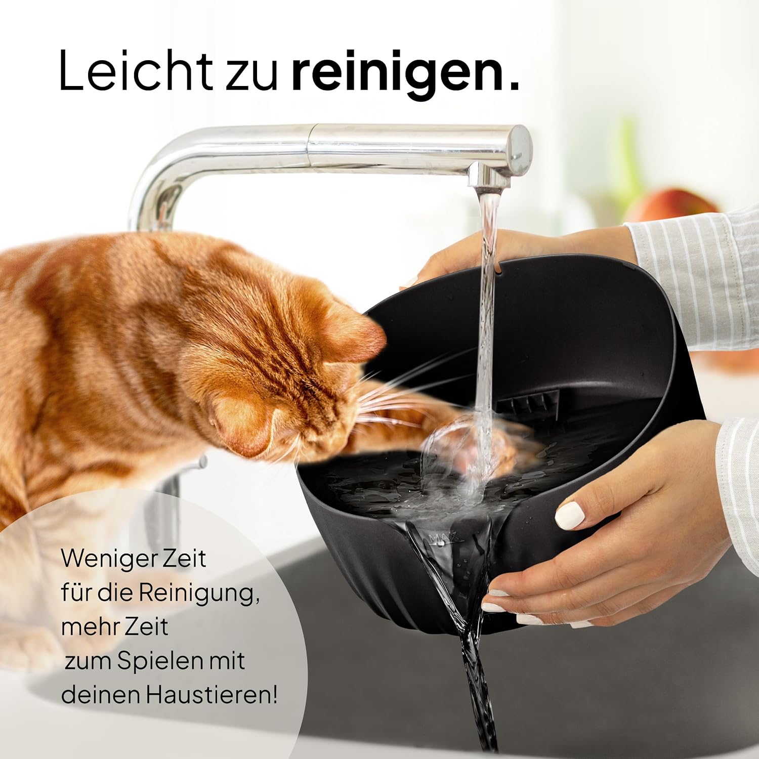 PrettyPaw Katzenbrunnen 3L leise BPA-frei mit LED und Aktivkohlefilter Schwarz