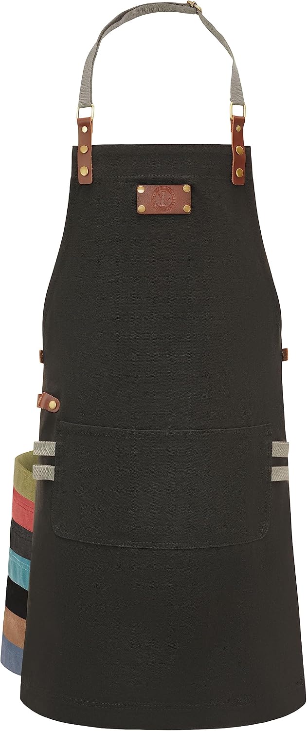Ess-Nische Kochschuerze Denim unisex extra lang Grillschuerze mit Taschen