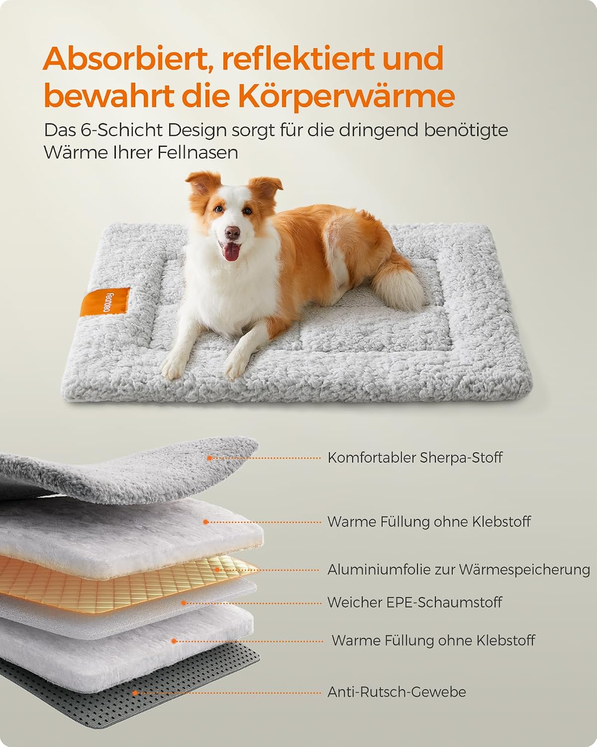 Feandrea Hundedecke 60x45 cm S rutschfest maschinenwaschbar hellgrau 45cm-75cm