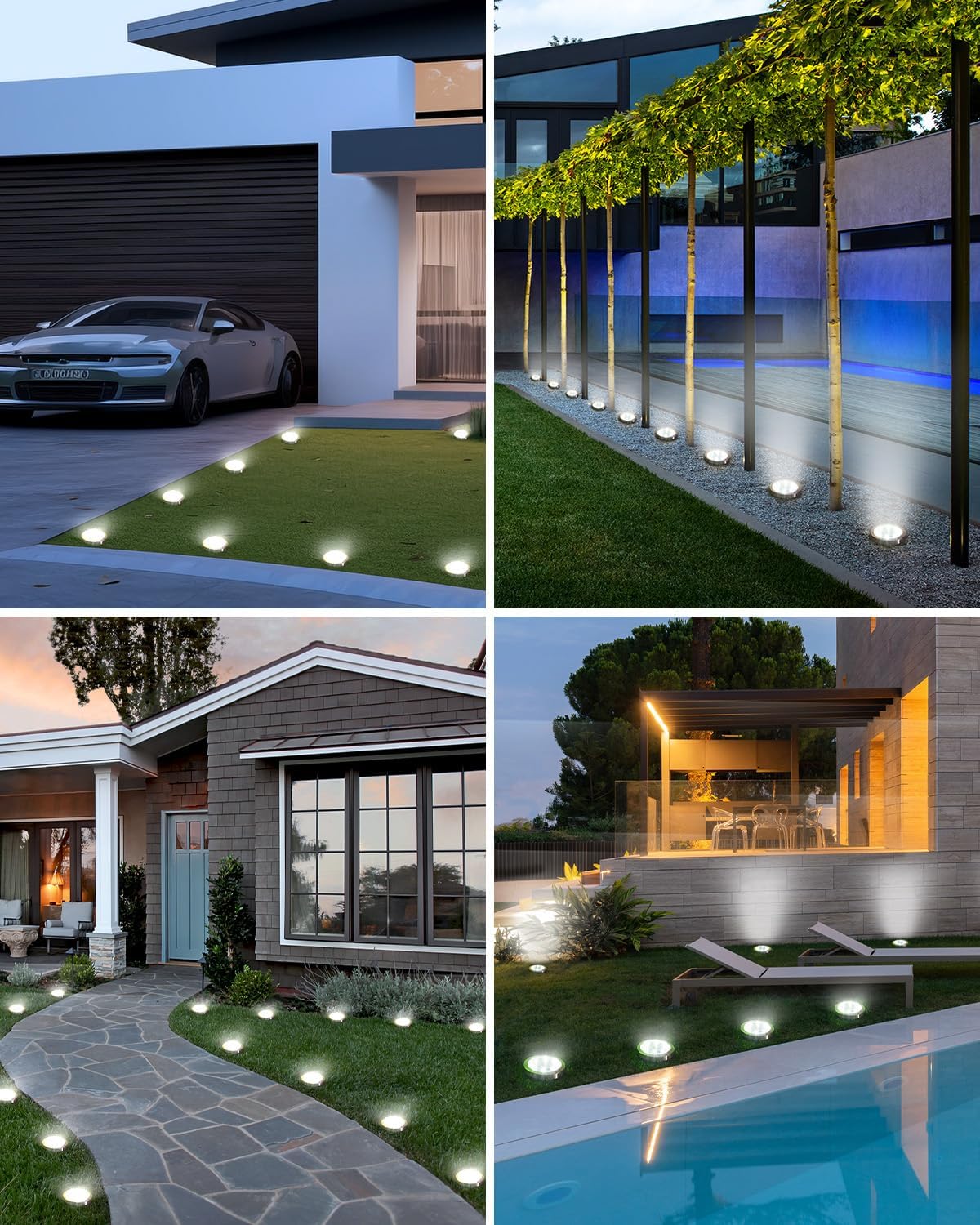 btfarm 10er Solar Bodenleuchten aussen 8 LED wasserdicht warmweiss Garten Weg