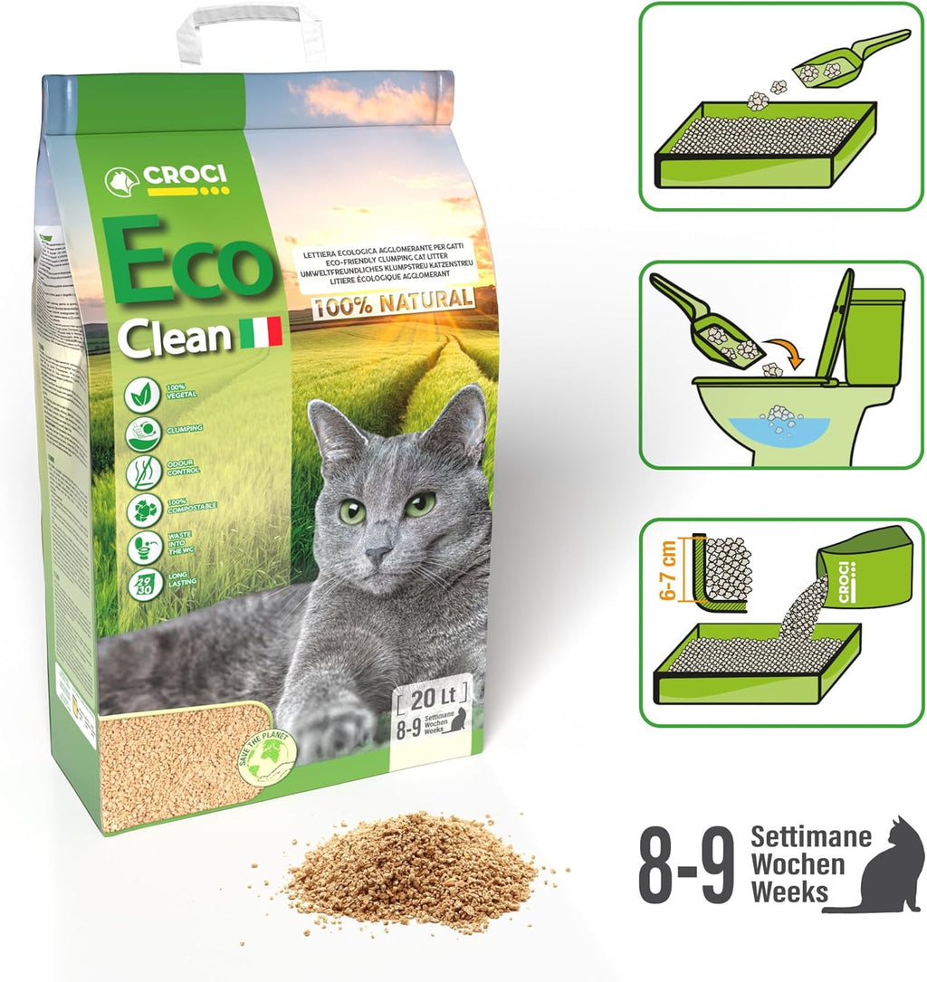 Katzenstreu Croci Eco Clean % pflanzlich klumpend spuelbar