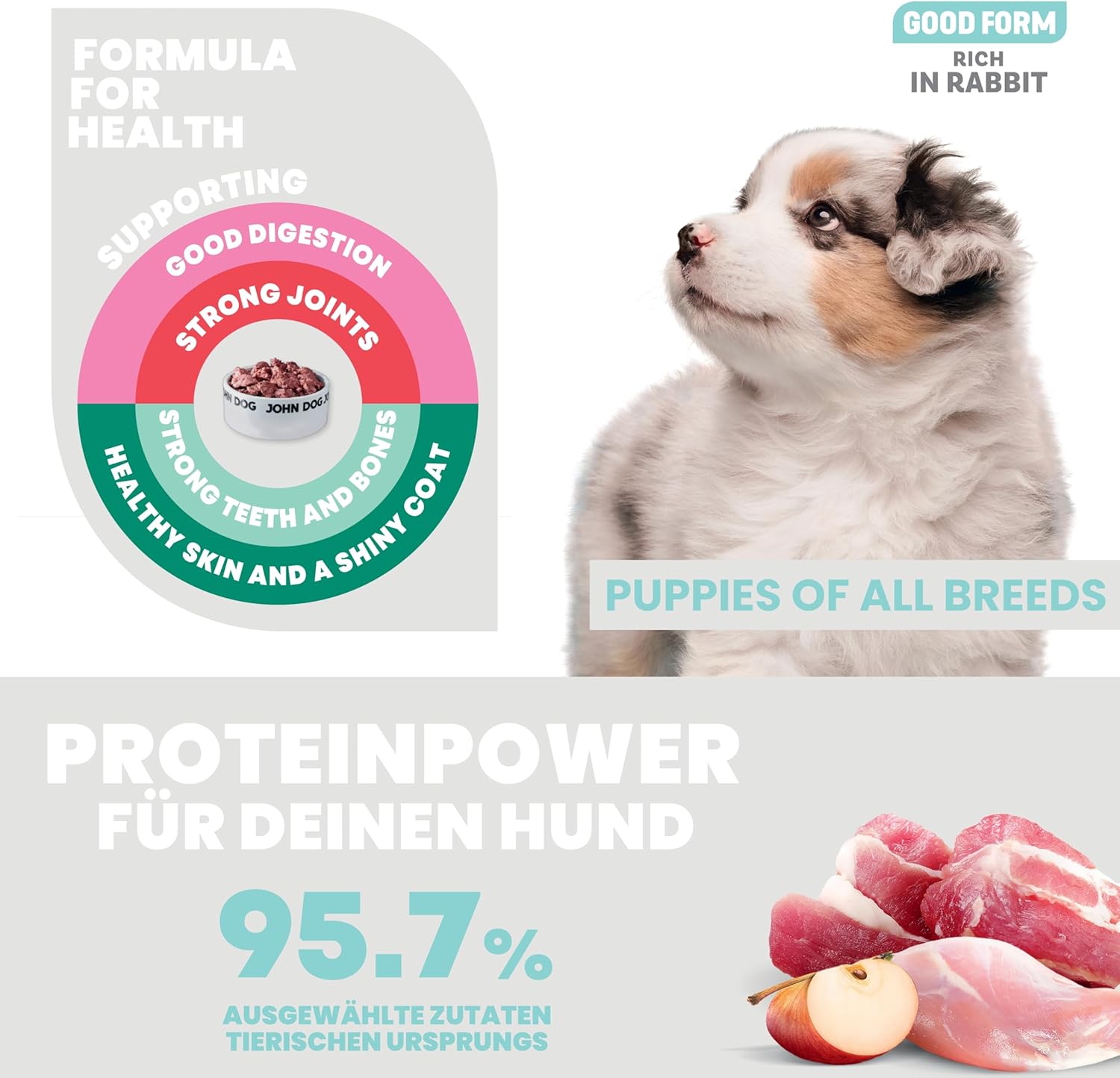 Hundefutter nass Kaninchen getreidefrei 95,7% Fleisch 12x400g verschie