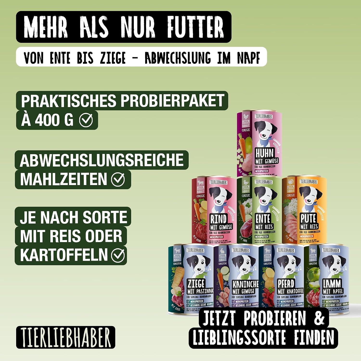 TIERLIEBHABER Hunde Nassfutter Ente mit Gemuese 91% Fleischanteil