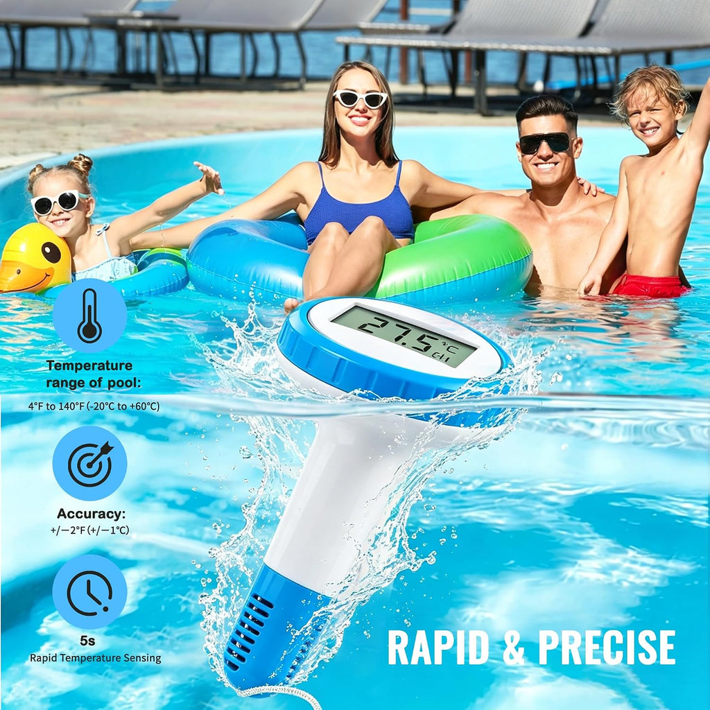 Funk Poolthermometer schwimmend IPX8 wasserdicht 3-Kanal Temperaturanzeige fuer P
