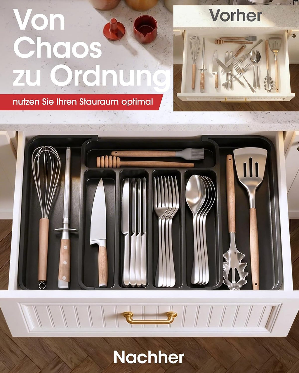 Besteckeinsatz erweiterbar fuer Schublade Kuechen Organizer Besteckkasten