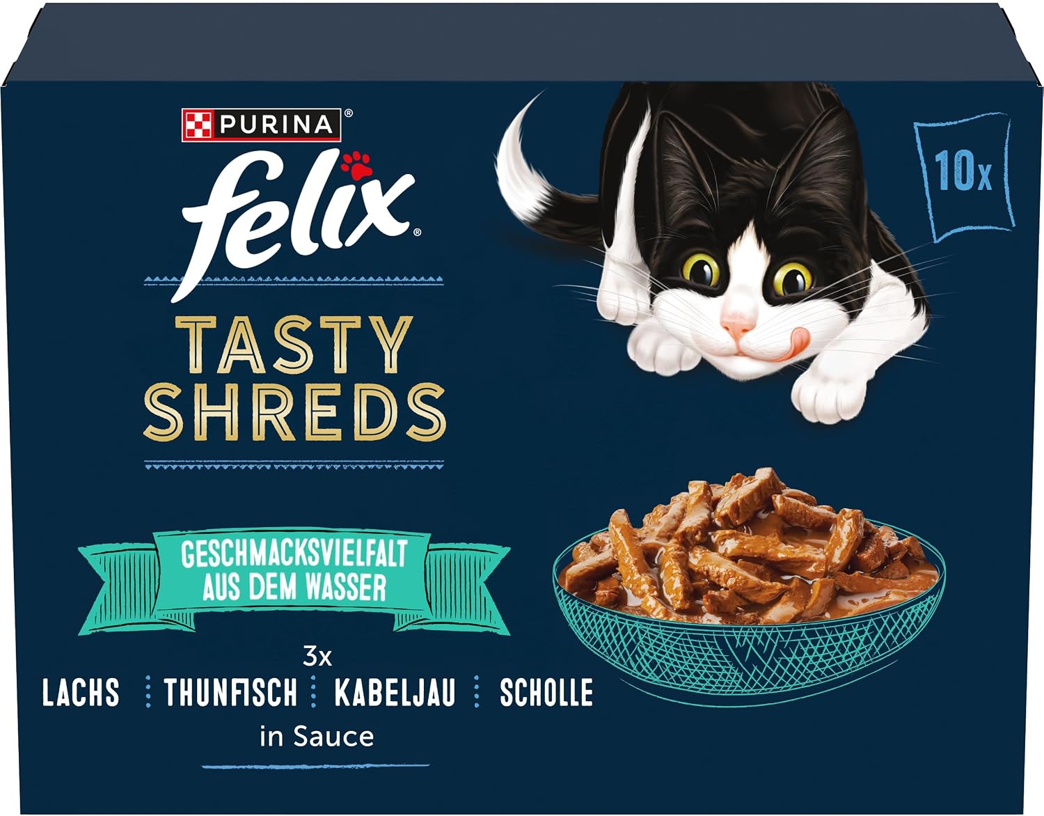 Felix Tasty Shreds Katzenfutter nass in Sauce 6 x verschiedene Sorten