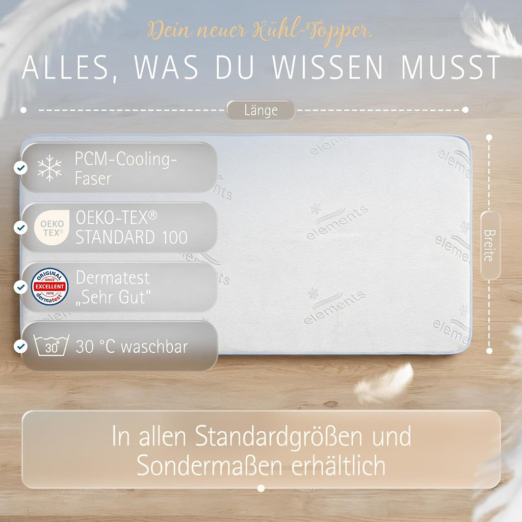 Kuehlende Matratzenschoner 90x200 - Endlich kuehl schlafen Dank PCM Kuehlfasern - M