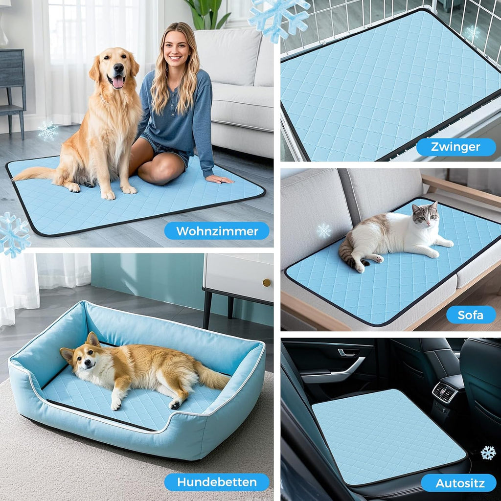 Kuehlmatte fuer Hunde und Katzen 90x60 cm selbstkuehlend wasserdicht rutschfest