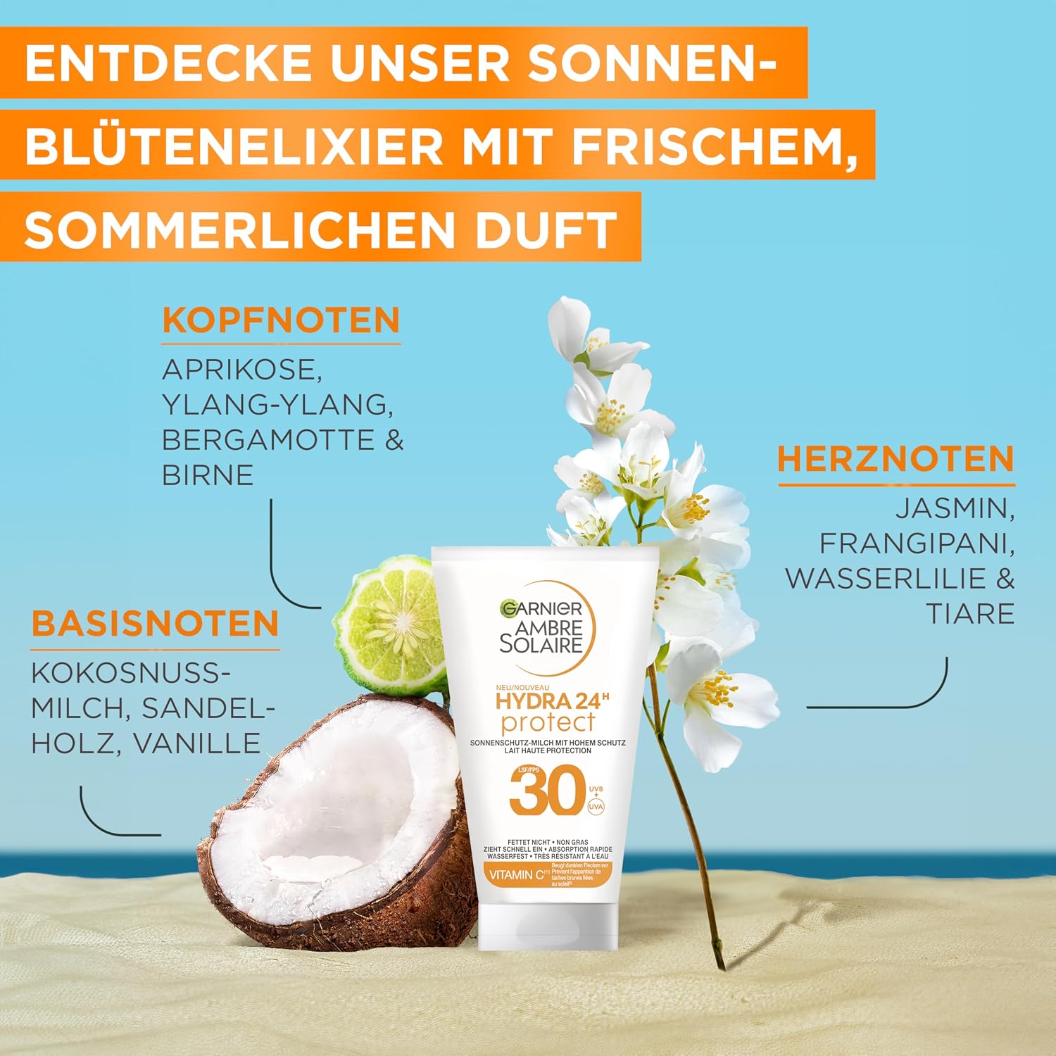 Garnier Ambre Solaire Sonnenschutz Milch LSF 30 50ml - Feuchtigkeitsspendend