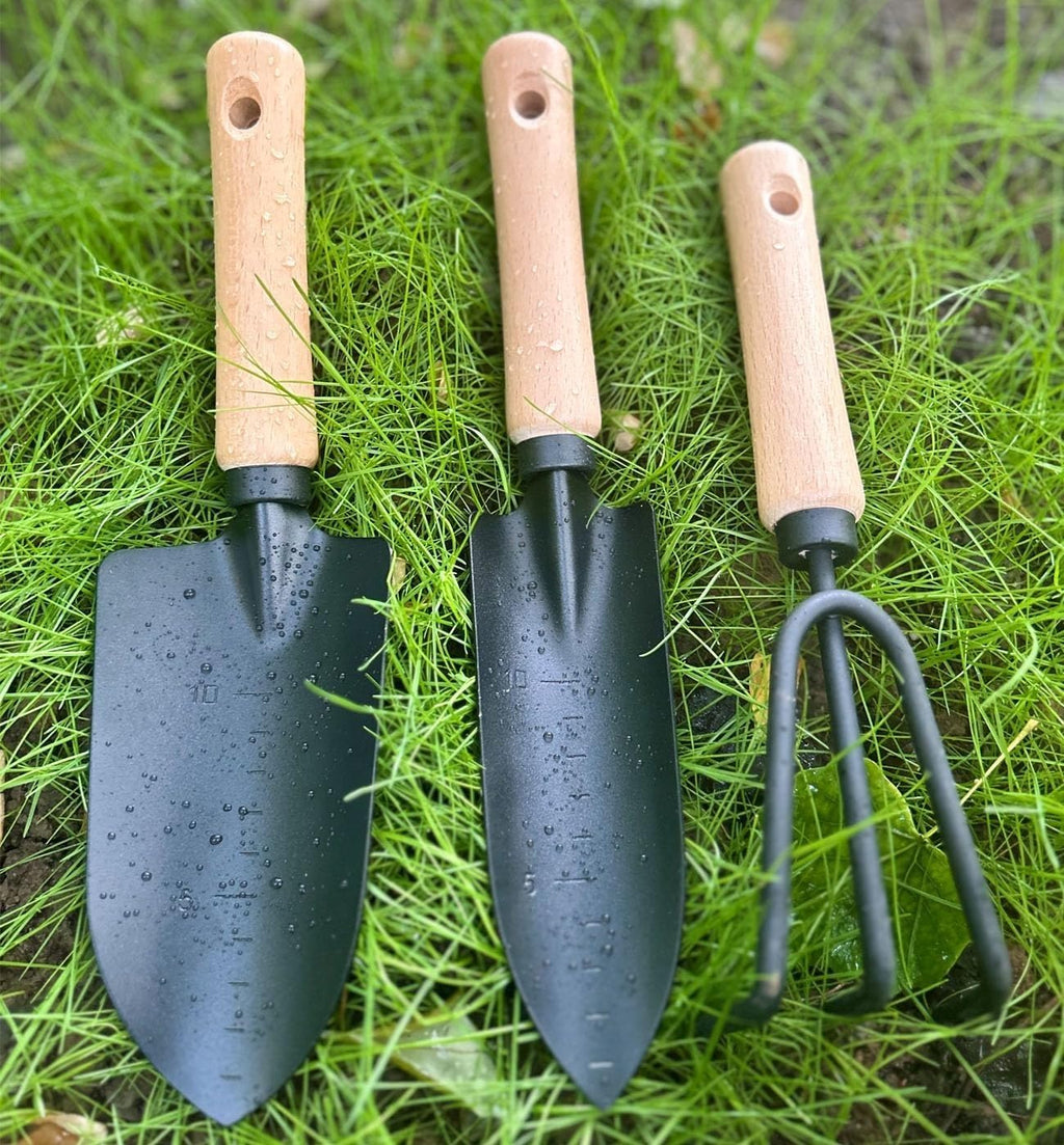 Gartengeraete Set 3-tlg. Handschaufel schmal breit Gartenharke Werkzeuge