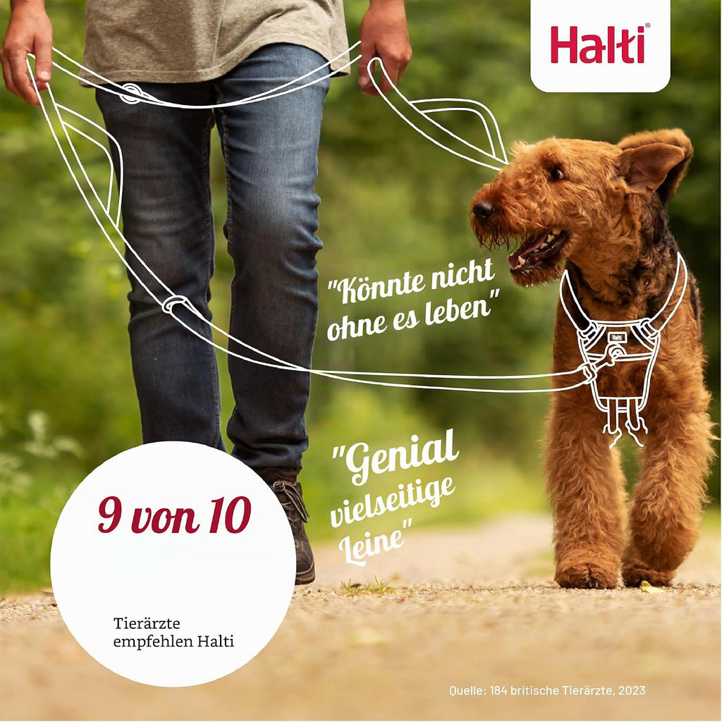 Halti Control Hundeleine 2 m Schwarz Neopren gepolstert mit 2 Griffen