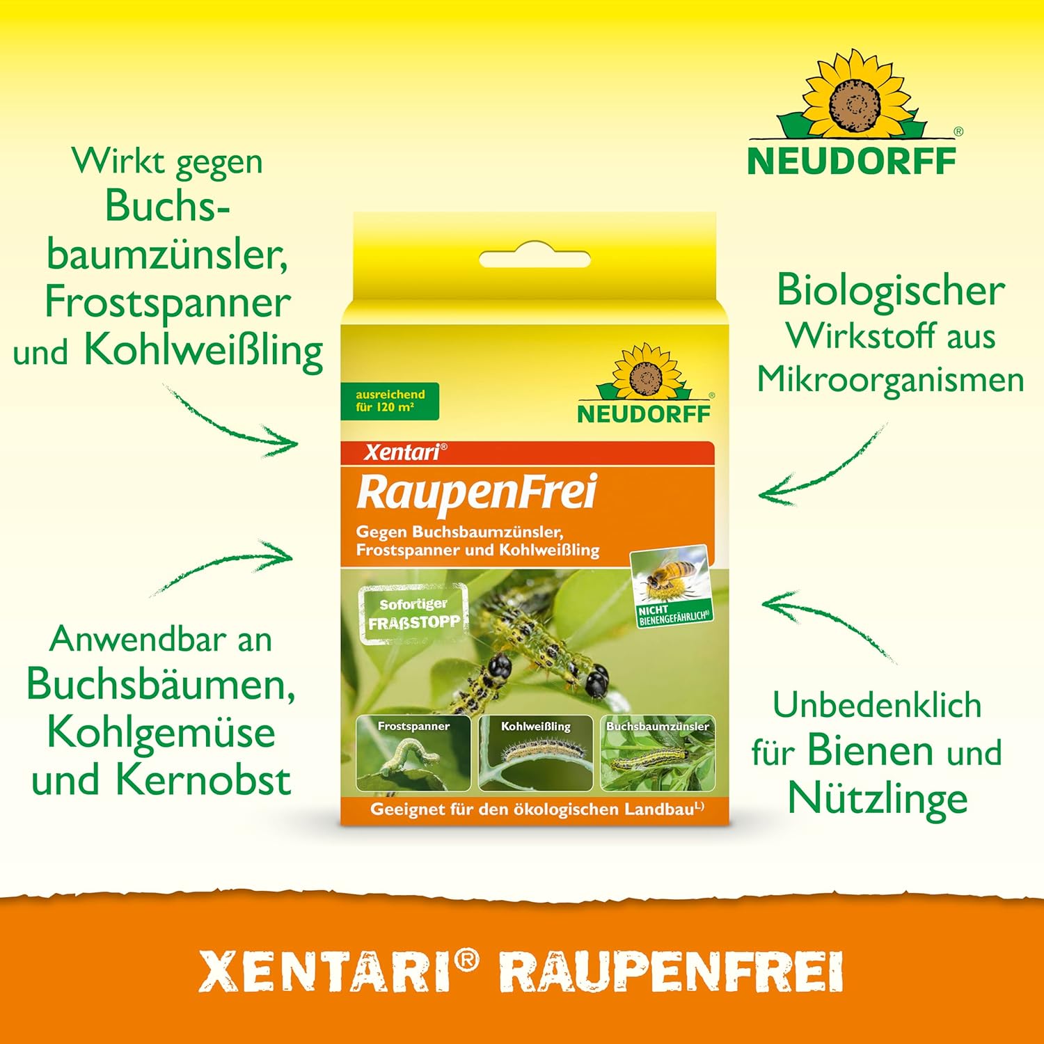 Neudorff Xentari RaupenFrei biologisches Insektizid fuer 500 m²