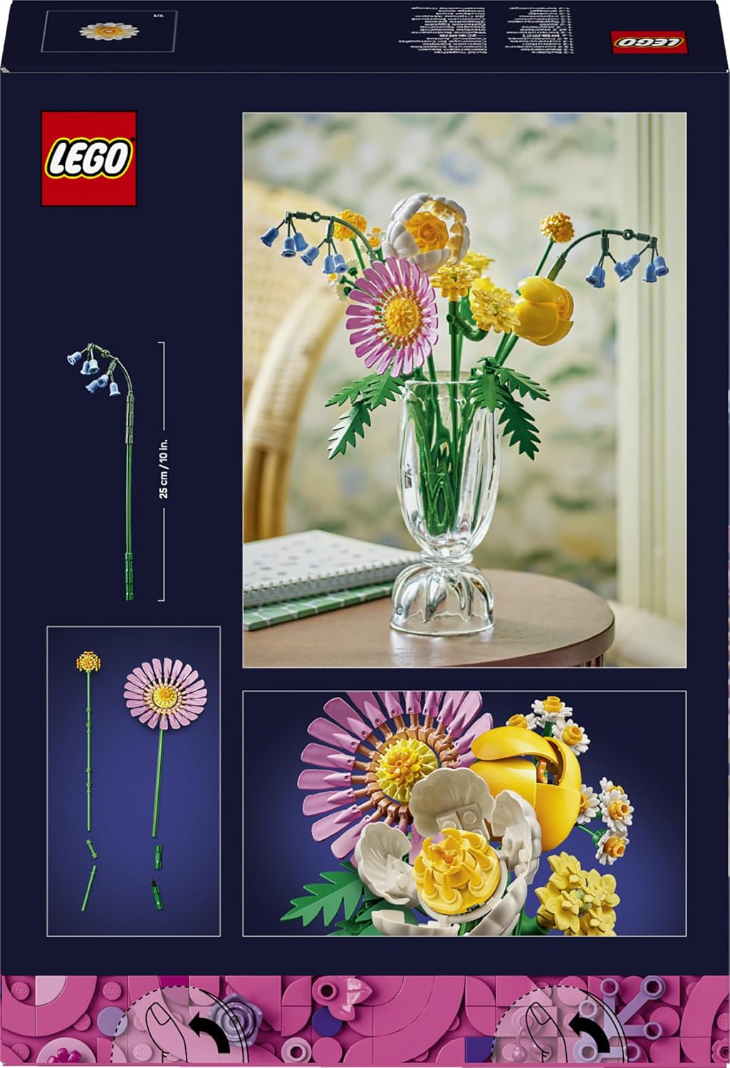 LEGO 10342 Botanicals Blumenstrauss rosa Kunstblumen Set