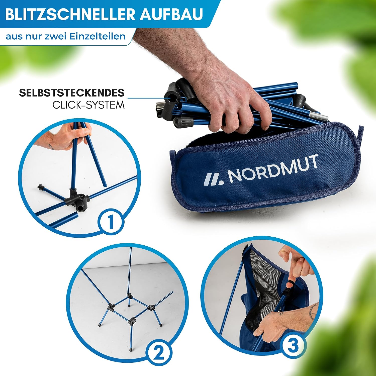 NORDMUT Campingstuhl ultraleicht klappbar Aluminium bis klein