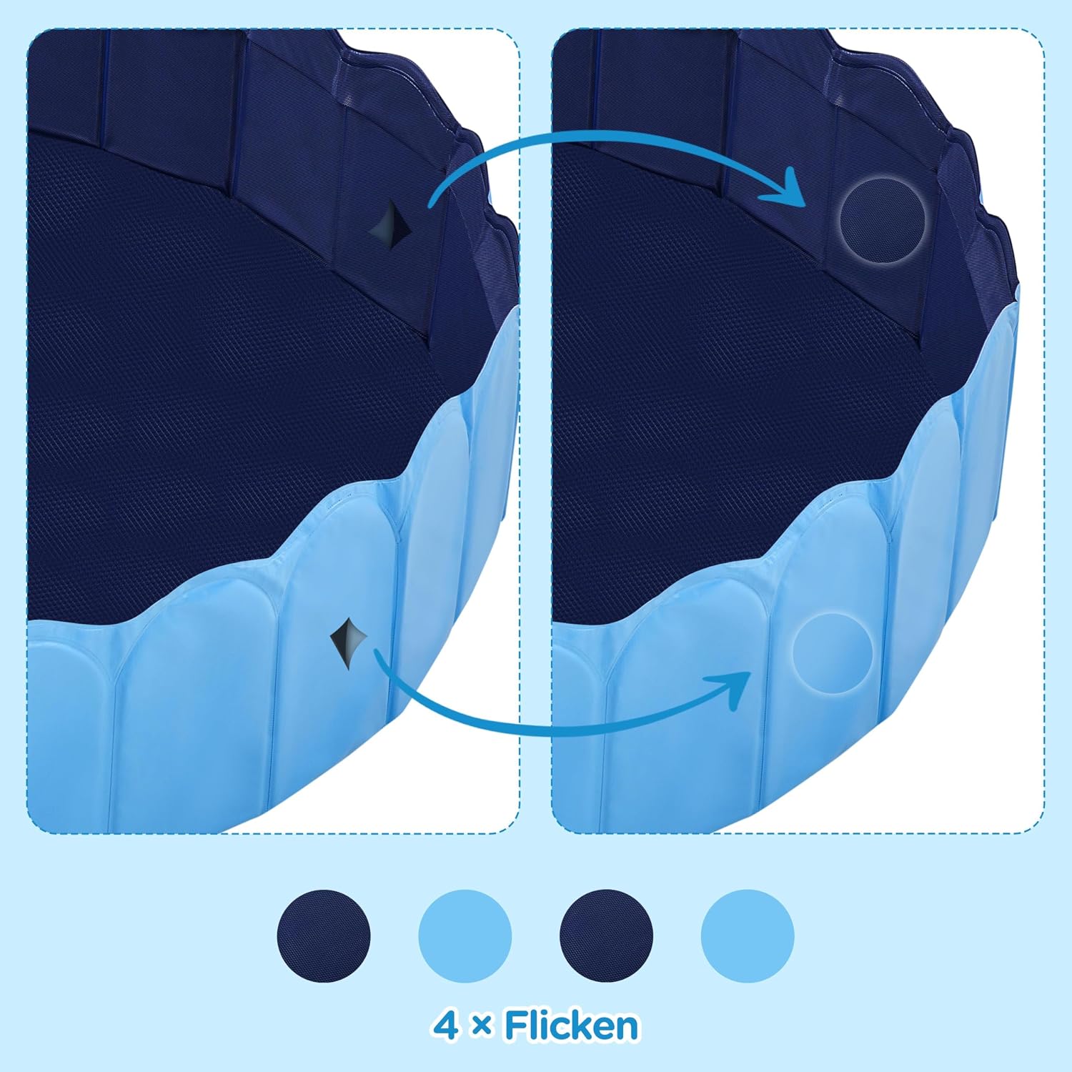 Yaheetech Hundepool 180 cm faltbar, 0,6 cm verdickt, rutschfest, Blau, 33cm