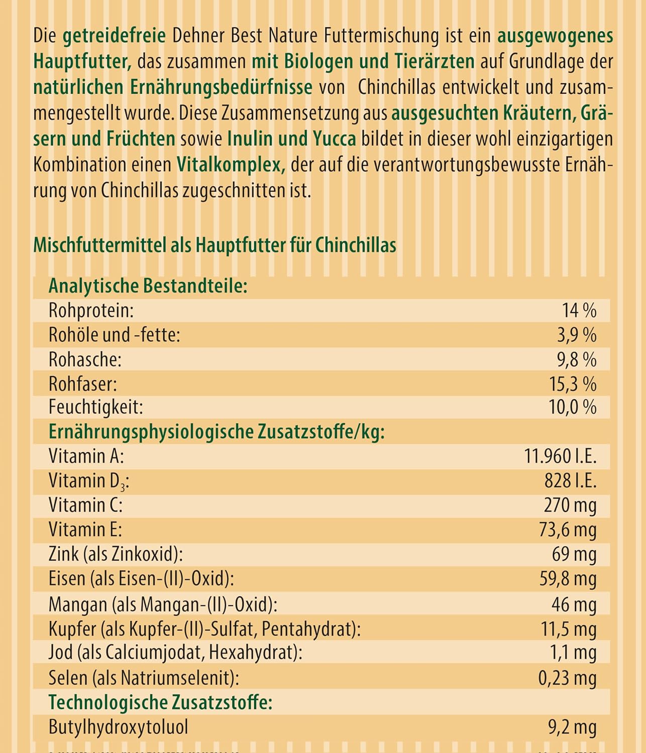 Dehner Best Nature Chinchilla Futter Adult 2 kg