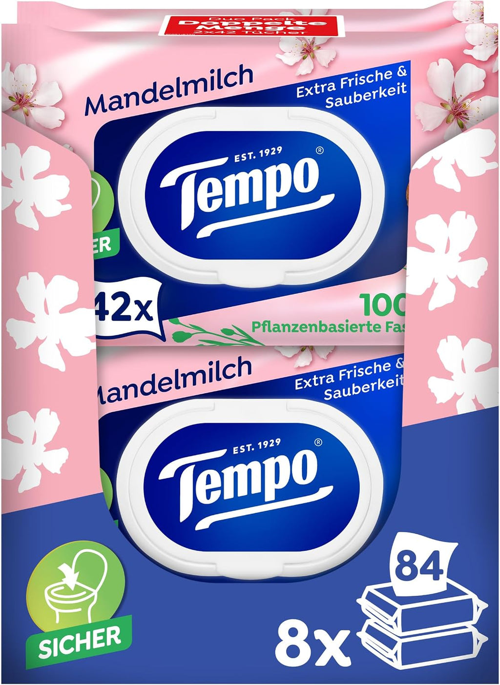 Feuchtes Toilettenpapier Mandelmilch Panthenol 16er Pack (8x2x42)