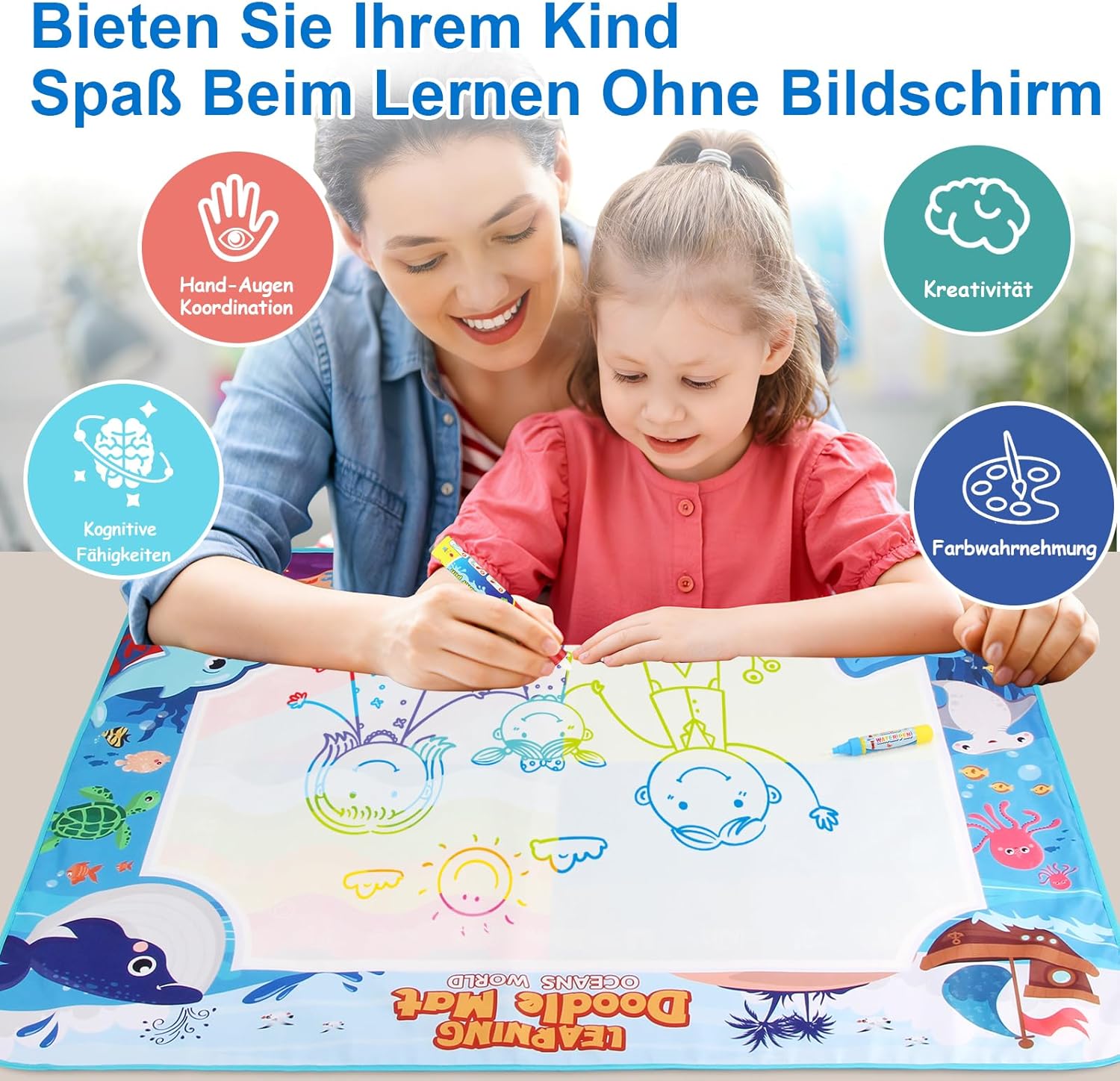 Wasser-Malmatte 100x80 cm wiederverwendbar fuer Kleinkinder ab 1 Jahr