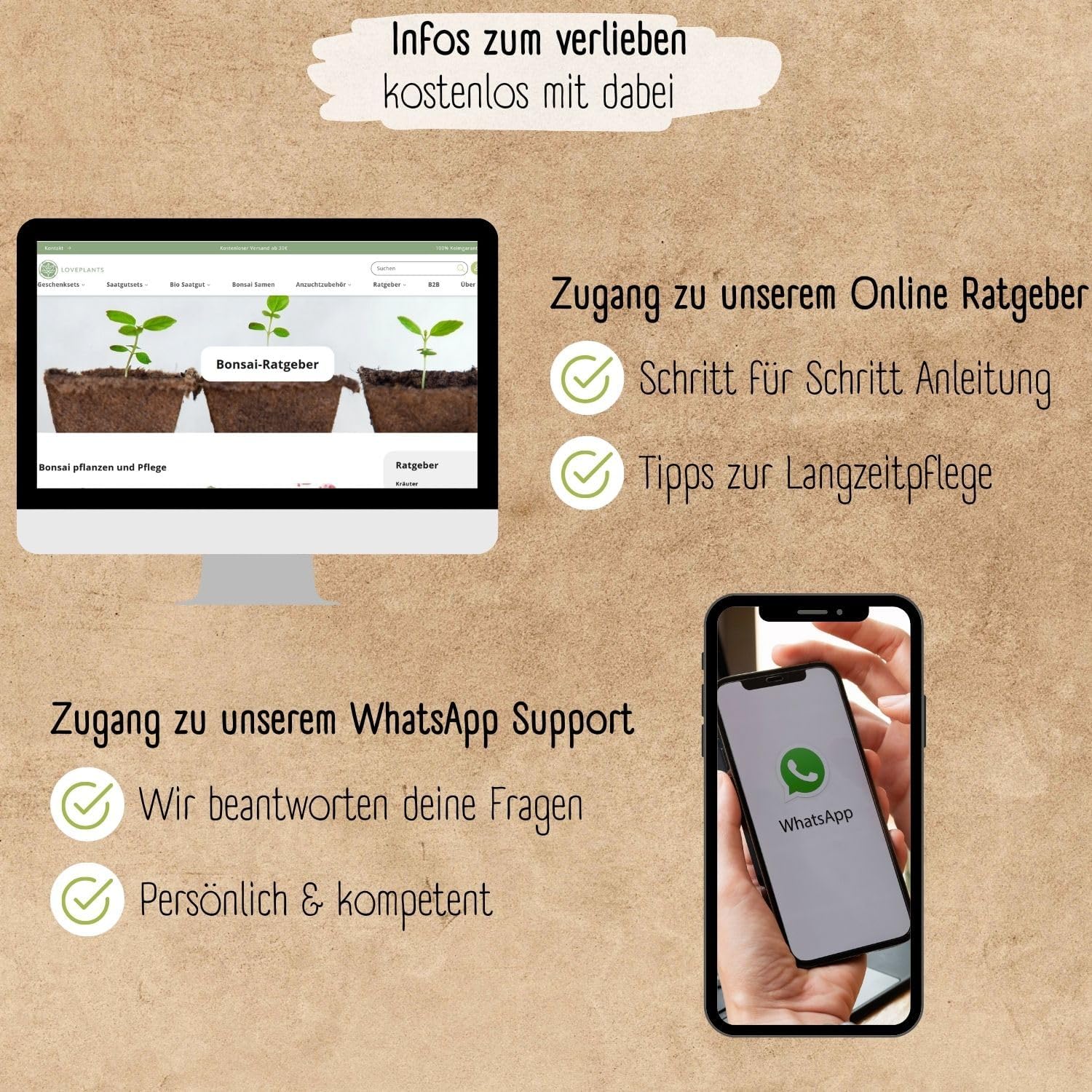Bonsai Starter Kit mit 4 Samen Anzuchtset plastikfrei nachhaltig Geschenk