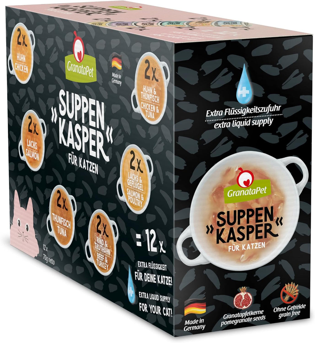 GranataPet Suppenkasper Multipack 6 Sorten 12x70ml Katzen-Suppe verschiedene Sor