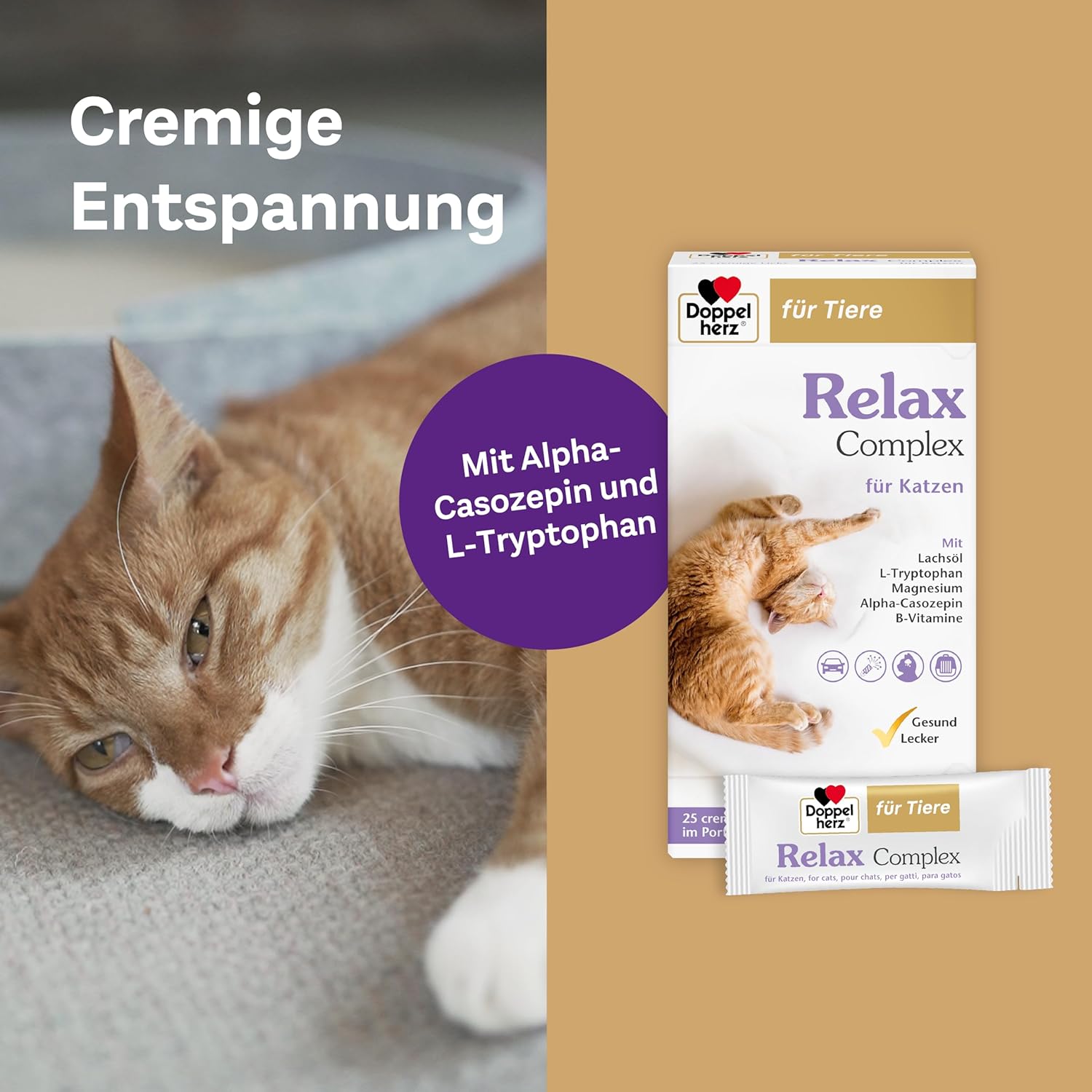 Doppelherz Relax Complex Katzen Licks mit Alpha‑Casozepin L‑Tryptophan