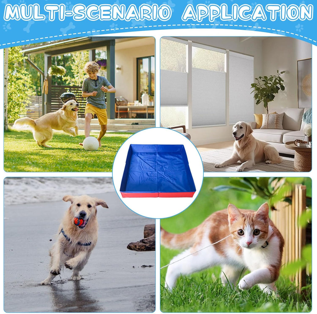 Faltbarer Hundepool 50x50x10 cm aus PVC mit 6 Fischspielzeug fuer kleine Hunde Ka