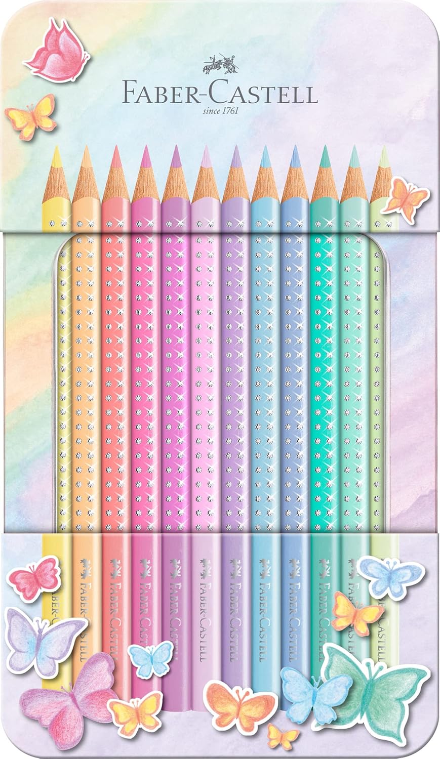 Sparkle Pastell Buntstifte 12er im Metalletui, dreikantig, bruchsicher