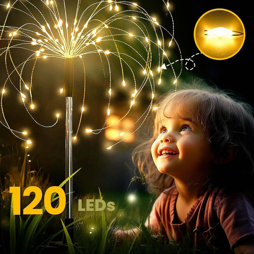 GIGALUMI Solarleuchten Aussen 4er Set 120 LED Pusteblume wetterfest