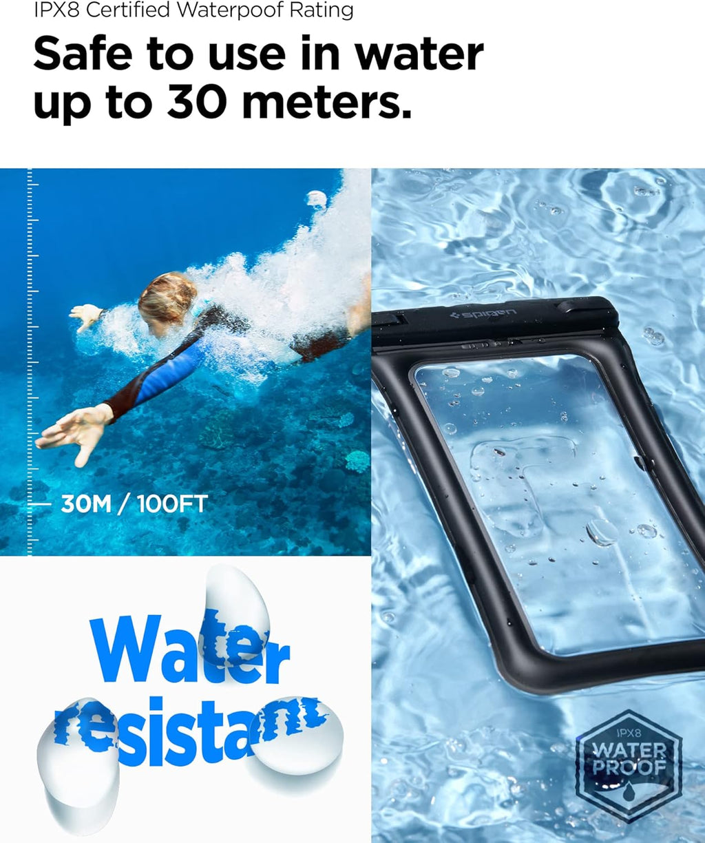 Spigen schwimmende wasserdichte Handyhuelle IPX8 bis 7" schwarz, 2er-Pack