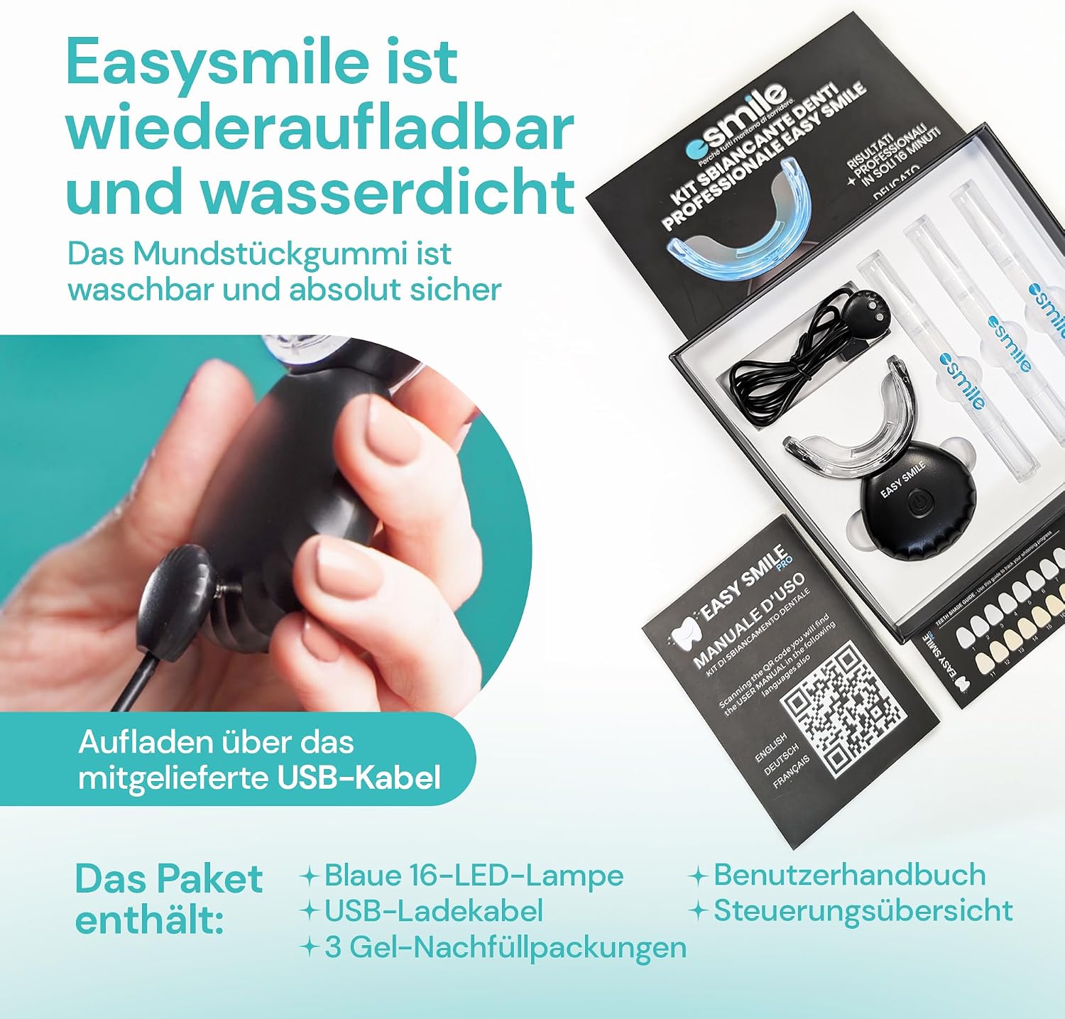 Easy Smile Zahnaufhellungsset mit LED-Bleaching Kit inklusive Zubehoer