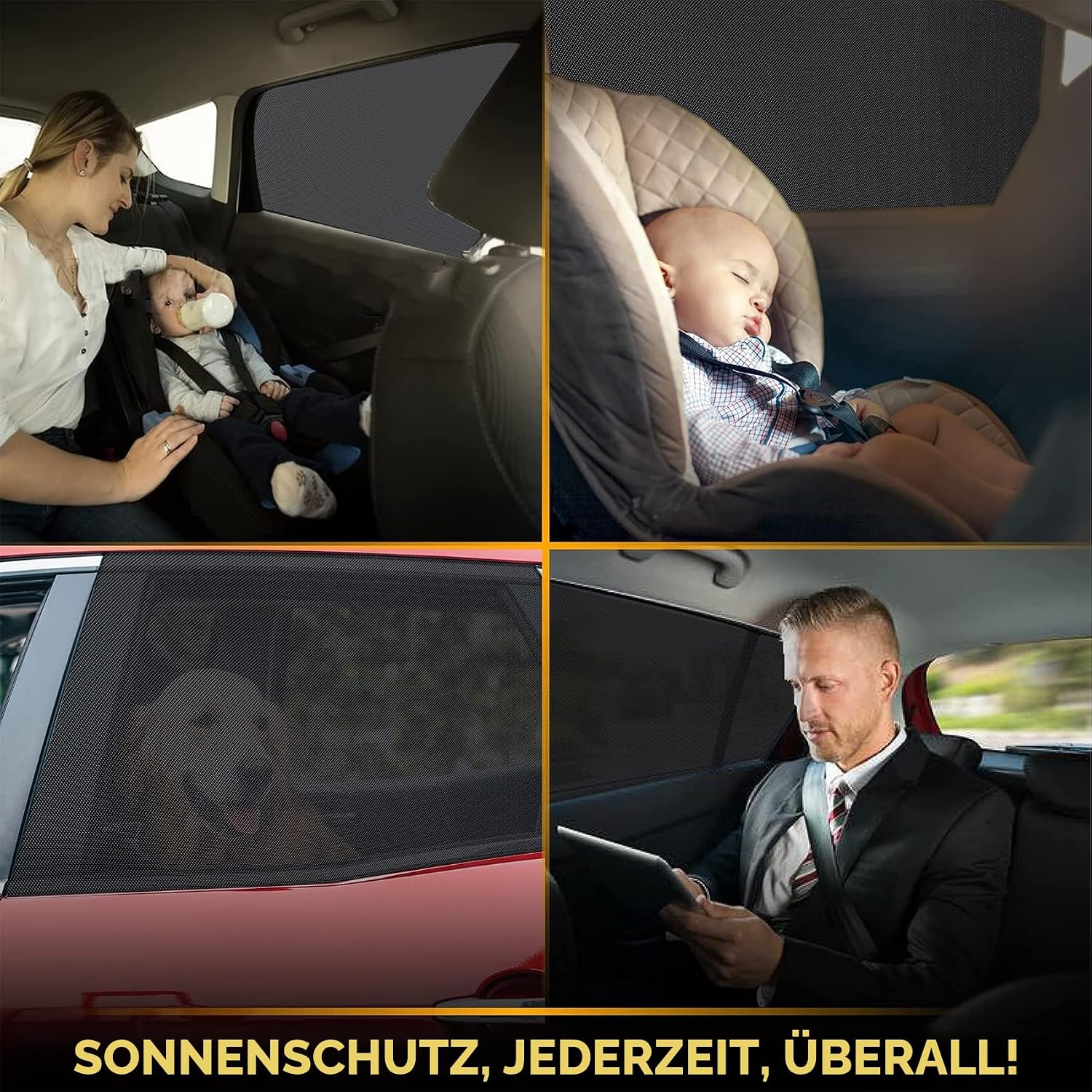Auto-Sonnenschutz dehnbar atmungsaktiv, 2er Set fuer Kinder, universell passend