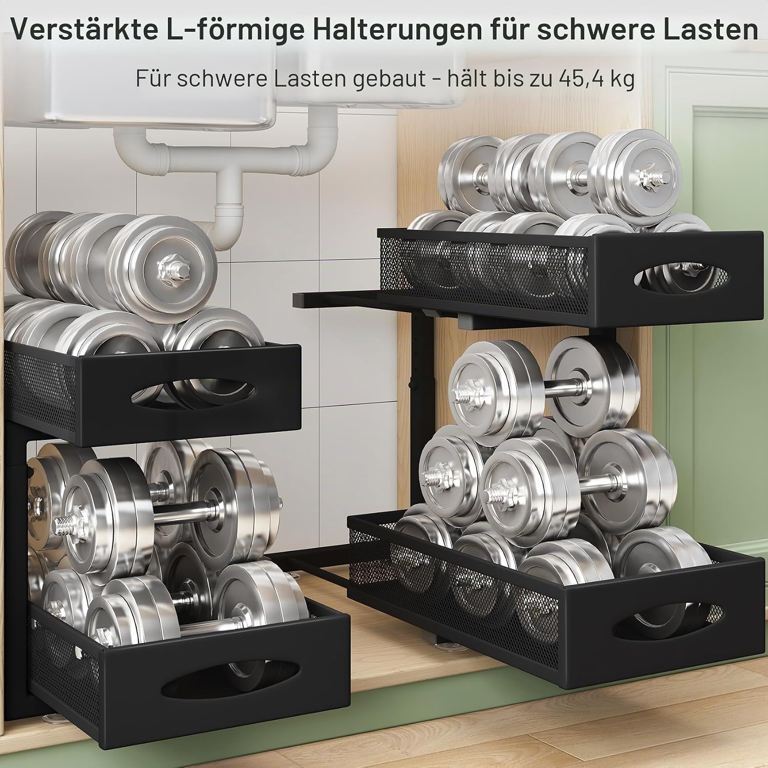 Unterspuele Organizer 2 Ebenen Metall Schrankorganizer fuer Kueche Bad