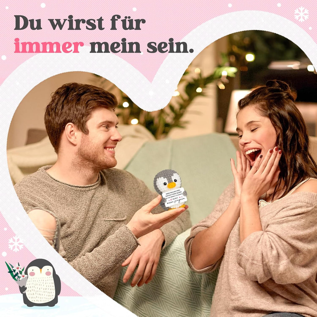 Mini Pinguin Pocket Hug Kuscheltier 'Ich liebe dich' Geschenk Paare