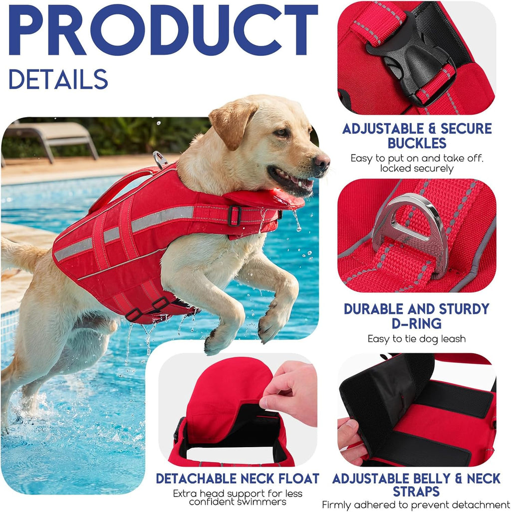 ASENKU Hundeschwimmweste XS-XXL Gr. S 5- mit Rettungsgriff D-Ring Reflektor